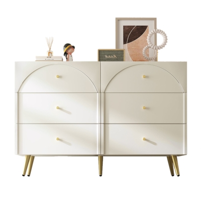 Height Ajustable Kitchen Cupboard with 6 Storage Drawers, White