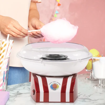 HOMCOM Professional Cotton Floss Machine with 10 Bamboo Sticks, Candy Floss Maker for Children, Adult Party and Birthday, Red