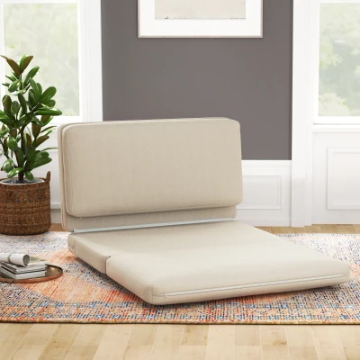HOMCOM 2-w-1 składany fotel relaksacyjny, materac dla gości, dzielony, 120 cm szerokości, Kolor Beżowy