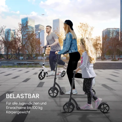 HOMCOM Roller Tretroller Kickscooter Klapproller, klappbar, Stoßdämpfer, ab 14 Jahren, Schwarz