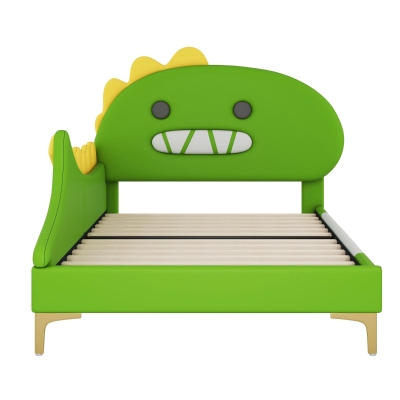 Letto per bambini a forma di dinosauro dei cartoni animati,90×200 cm, Verde