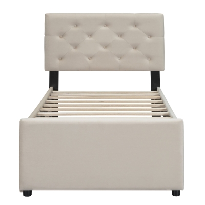 Letto imbottito con letto estraibile,90×200 cm,Beige