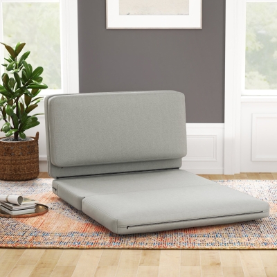 HOMCOM 2-w-1 składany fotel do relaksu, mata dla gości, podzielny, szerokość 120 cm, Jasnoszary