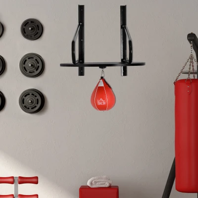 HOMCOM Pera de Boxe com Suporte de Parede com Plataforma Ajustável em Altura Suporte Giratório e Insuflador 60x73x80 cm Vermelho e Preto