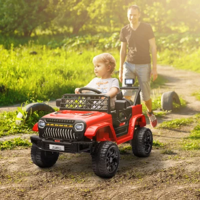 AIYAPLAY Carro Elétrico para Crianças Carro Elétrico Infantil UTV 12V com Velocidade Ajustável USB e Faróis  95x62,5x65 cm Vermelho