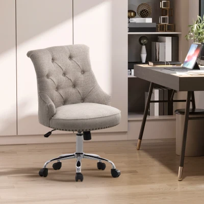 Vinsetto Swivel Accent Chair Tufted Grey