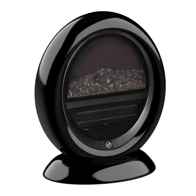 HOMCOM Freestanding Electric Fireplace Indoor Space Table Top Heater with Realistic Flame Effect, Rotatable Head, Overheating Protection, 1500W, Black