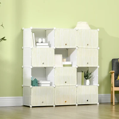 HOMCOM Mobile Scarpiera Modulabile Salvaspazio 12 Cubi in Plastica PP