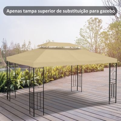 Outsunny Toldo de Substituição 4x3m para Pérgola de Jardim 2 Níveis Respirável com 10 Orifícios de Drenagem Creme
