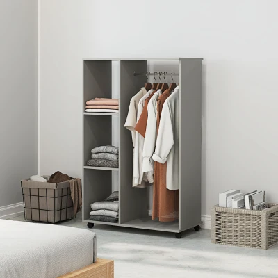 Open Wardrobe 80cm x 40cm x 128cm Grey