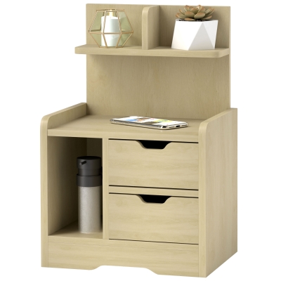 HOMCOM Nachtkastje met 2 Laden, Open Vak, 40x30x60 cm, Houtdecor