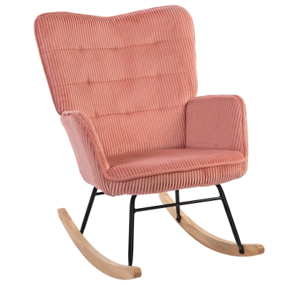 HOMCOM Fotel bujany, Fotel relaksacyjny, Fotel bujany, obciążenie do 120 kg, Poliester, 98 x 71 x 101 cm, Różowy