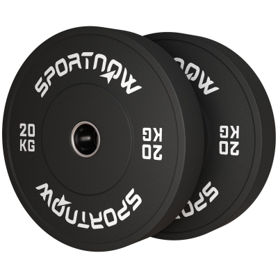 SPORTNOW Halterschijvenset, 2 x 20 kg, Olympische standaard, Rubber, Geluidsarm, Zwart