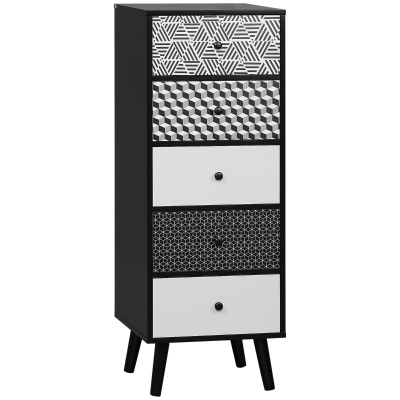 HOMCOM Chest of Drawers, 5 Drawer Dresser, Vertical Storage Organizer Unit for Bedroom, Living Room