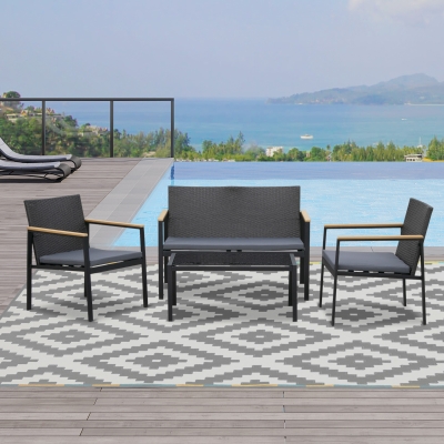 Set 4 Piese Lounge de Exterior cu 2 Scaune