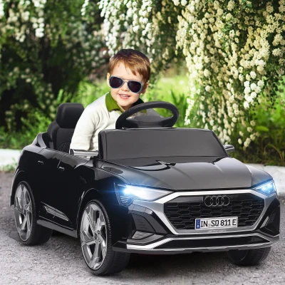 AIYAPLAY Carro Elétrico para Crianças Carro Audi Q8 Etron Sportback Infantil 12V Faróis Buzina e Música 98x49,5x43 cm Preto