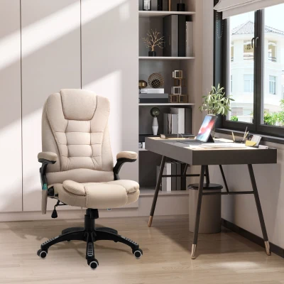 Vinsetto Massagestoel met Verwarmingsfunctie, Ergonomisch Verstelbare Bureaustoel, 68L x 72B x 110-120 cm, Bruin