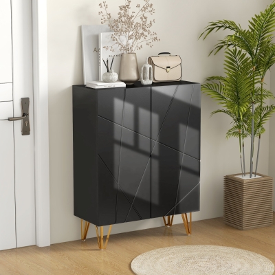 HOMCOM Móvel Sapateira de Entrada Armário Sapateira com Prateleiras Ajustáveis para 15-20 Pares de Sapatos 72x31,5x95 cm Preto