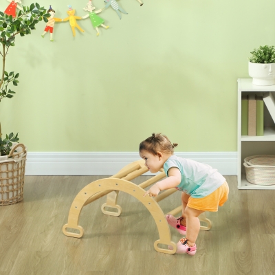 Aiyaplay Arco de Aprendizagem para Crianças 2 em 1 Arco de Escalar para Crianças de 18-48 Meses Baloiço Bebés 68x42x36 cm Madeira