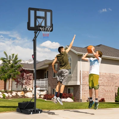 SPORTNOW Basketballständer, höhenverstellbare Korbhöhe 235-305 cm, befüllbare Basis mit Rädern, Schwarz