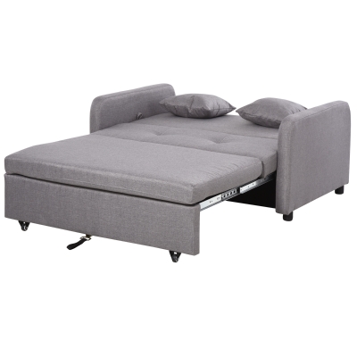 HOMCOM Sofa do spania dla 2 osób, z miejscem do przechowywania, łatwa zmiana konfiguracji, elastyczny design, szara