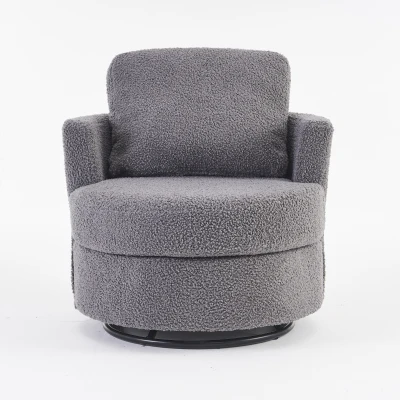 Bedroom Chairs with Back Cushion and Thick Foam Pad, Medium Grey