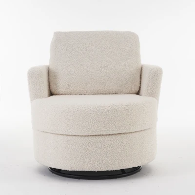 Teddy Swivel Recliner with Back Cushion, White