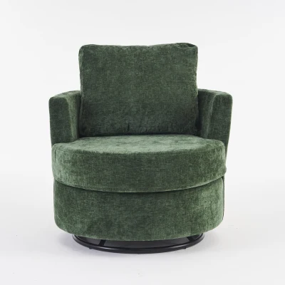 Chenille Swivel Office Chair with Back Cushion, Green
