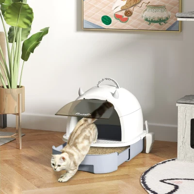 PawHut Maison de Toilette Fermée Chat 40,5x52x39cm Gris