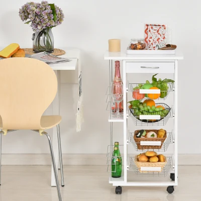 HOMCOM Carrello da Cucina 47cm x 37cm x 83cm Bianco