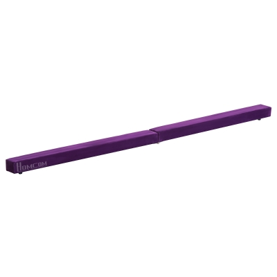 HOMCOM Opvouwbare Evenwichtsbalk, Antislip, Suède Bekleding, Stevig Hout, 210 x 10 x 6,5 cm, Paars