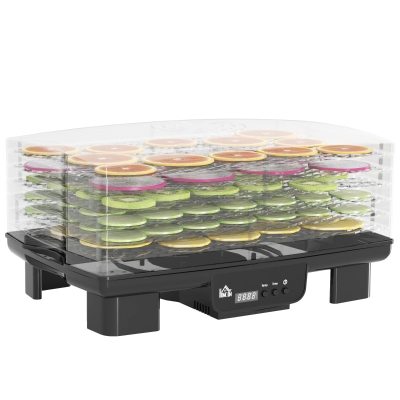 HOMCOM 6 Tray Food Dehydrator, 550W Freeze Dryer Machine with Adjustable Temperature, 48H Timer, for Drying Fruit, Meat, Vegetable, Jerky and Pet Treat, Black