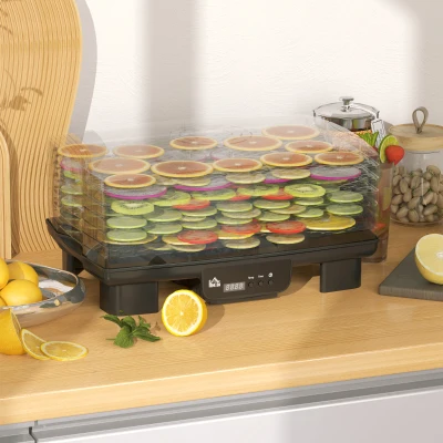 HOMCOM 6 Tray Food Dehydrator, 550W Freeze Dryer Machine with Adjustable Temperature, 48H Timer, for Drying Fruit, Meat, Vegetable, Jerky and Pet Treat, Black