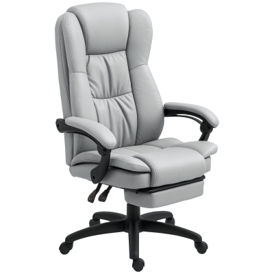 Vinsetto Obrotowy fotel biurowy z podnóżkiem, funkcją masażu, obszyty skórą ekologiczną, 68,5x68,5x113-121cm