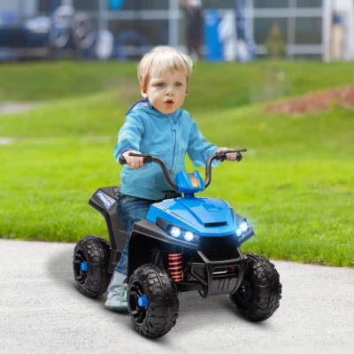 AIYAPLAY Elektrische Kinderquad met Licht & Muziek, 4-Wielophanging, 5 km/u, 50 Min. Rijtijd, voor 3-5 Jaar, Blauw