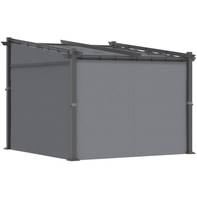 Outsunny Pergola, inclus matériel de fixation, toit rétractable, 2,97 m x 2,95 m x 2,3 m, Gris foncé