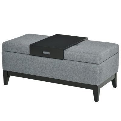 HOMCOM Banc avec Espace de Rangement Banquette Capitonnée Charge Max. 120 kg Banc de Rangement en Mousse pour Salon Chambre à Coucher Gris foncé 107 x 50 x 44 cm