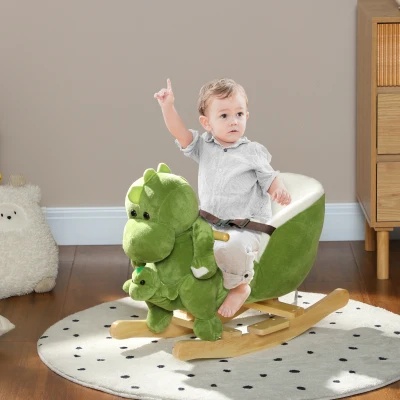 AIYAPLAY Dinosaurier Schaukelpferd Kinder 18-36 Monate mit Dinosaurier-Handpuppe Sicherheitsgurt und 32 Liedern