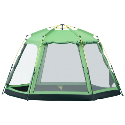 Outsunny Tente de Camping 6 Personnes Tente Familiale Tente Dôme Imperméable2000mm facile à installer pour Randonnée en Famille Festival Acier Fibre de Verre Vert 320 x 320 x 180 cm