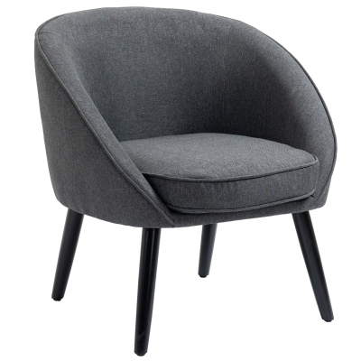 HOMCOM Fauteuil d'Appoint Fauteuil de Salon Chaise Rembourrée pour Salon, Chambre à Coucher, Chambre d'Enfant, Salle à Manger, Moderne avec Aspect Lin Bois Gris 71 x 65 x 75 cm