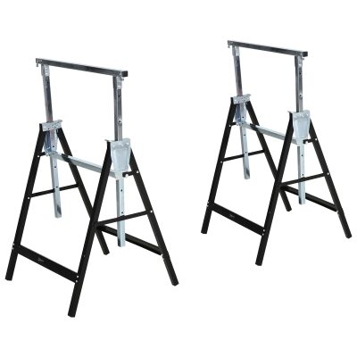 Chevalet de sciage DURHAND, Chevalet de travail, Réglable en hauteur, Pliable, Métal, Noir, 68 x 56 x 80-130 cm, Capacité de charge 200kg