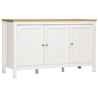 HOMCOM Sideboard Schrank mit 3 Türen 2 höhenverstellbaren Regalen Holzoptikplatte 120 x 40 x 70 cm weiß