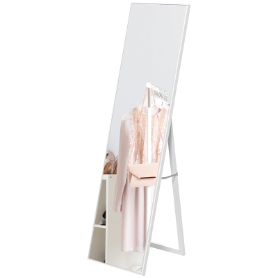 HOMCOM Rechteckiger Stehspiegel Bodenspiegel für Garderobe Wohnzimmer Badezimmer Flur 40 x 47 x 147 cm weiß