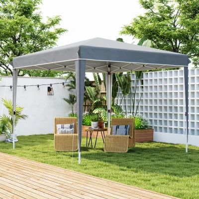 Outsunny 3 x 3 m Popup-Paviljoen met Draagtas, UPF50+ Hoogteverstelbaar Tuinpaviljoen, Lichtgrijs
