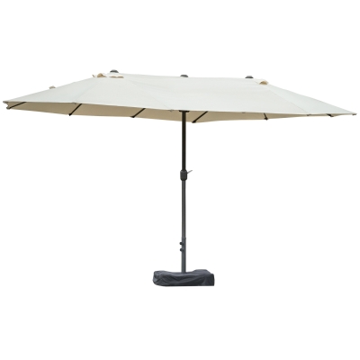 Outsunny Parasol Jardin Parasol Double Parasol de marché Parasol de terrasse avec support de parasol Manivelle Crème Ovale 460 x 270 x 240 cm