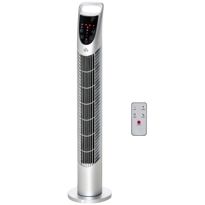 HOMCOM Leiser Säulenturmventilator 40W Timer 3 Geschwindigkeiten 3 Modi Fernbedienung Touch-Panel Oszillierender Turmventilator
