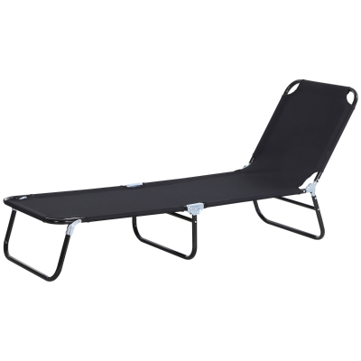 Outsunny Chaise longue, dossier réglable sur 5 positions, séchage rapide, cadre métallique, 190 x 56 x 28 cm, noir