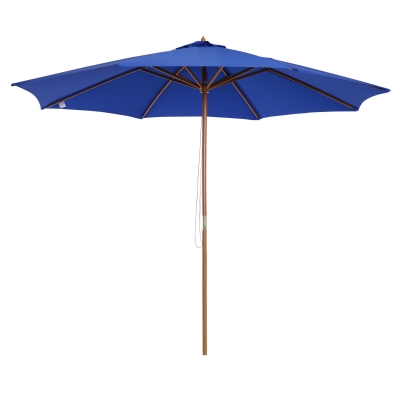 Outsunny Parasol de jardin, résistant aux intempéries, en bambou, 300 cm x 300 cm x 250 cm, Bleu + Naturel