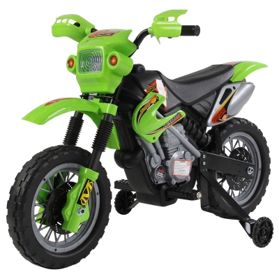 HOMCOM Elektromotorrad für Kinder 3 bis 6 Jahre 6 V Lichter Hupe Musik 102 x 53 x 66 cm Grün und Schwarz