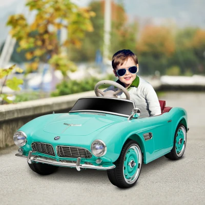 HOMCOM Elektroauto für Kinder Lizenz BMW 507 Retro-Vintage-Stil 12V max. 5km/h Fernbedienung Grün